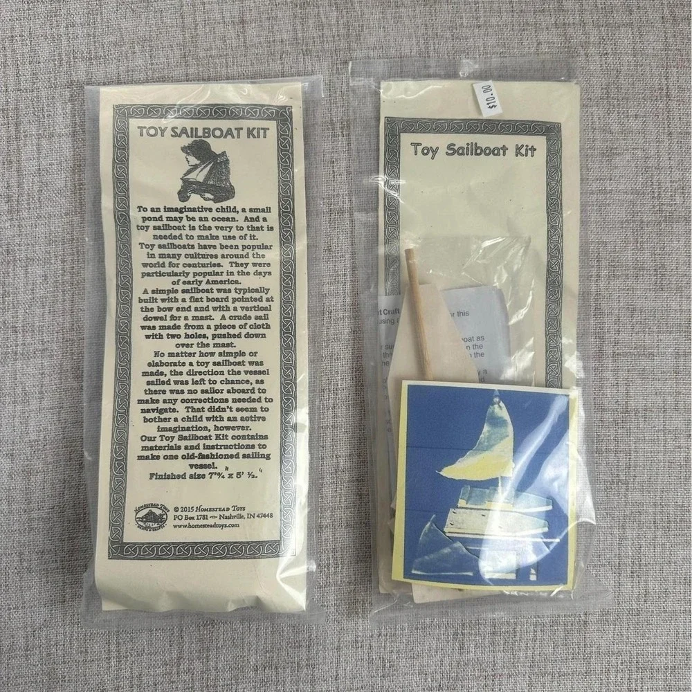 Lot of 2 Toy Sailboat Kits DIY Wooden Boat Craft Kits Homestead Toys New Sealed